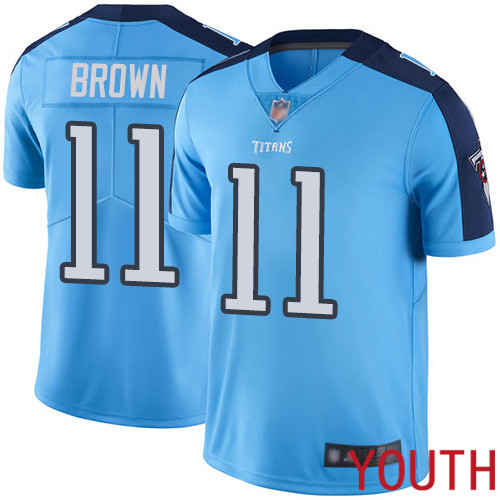 Tennessee Titans Limited Light Blue Youth A.J. Brown Jersey NFL Football 11 Rush Vapor Untouchable